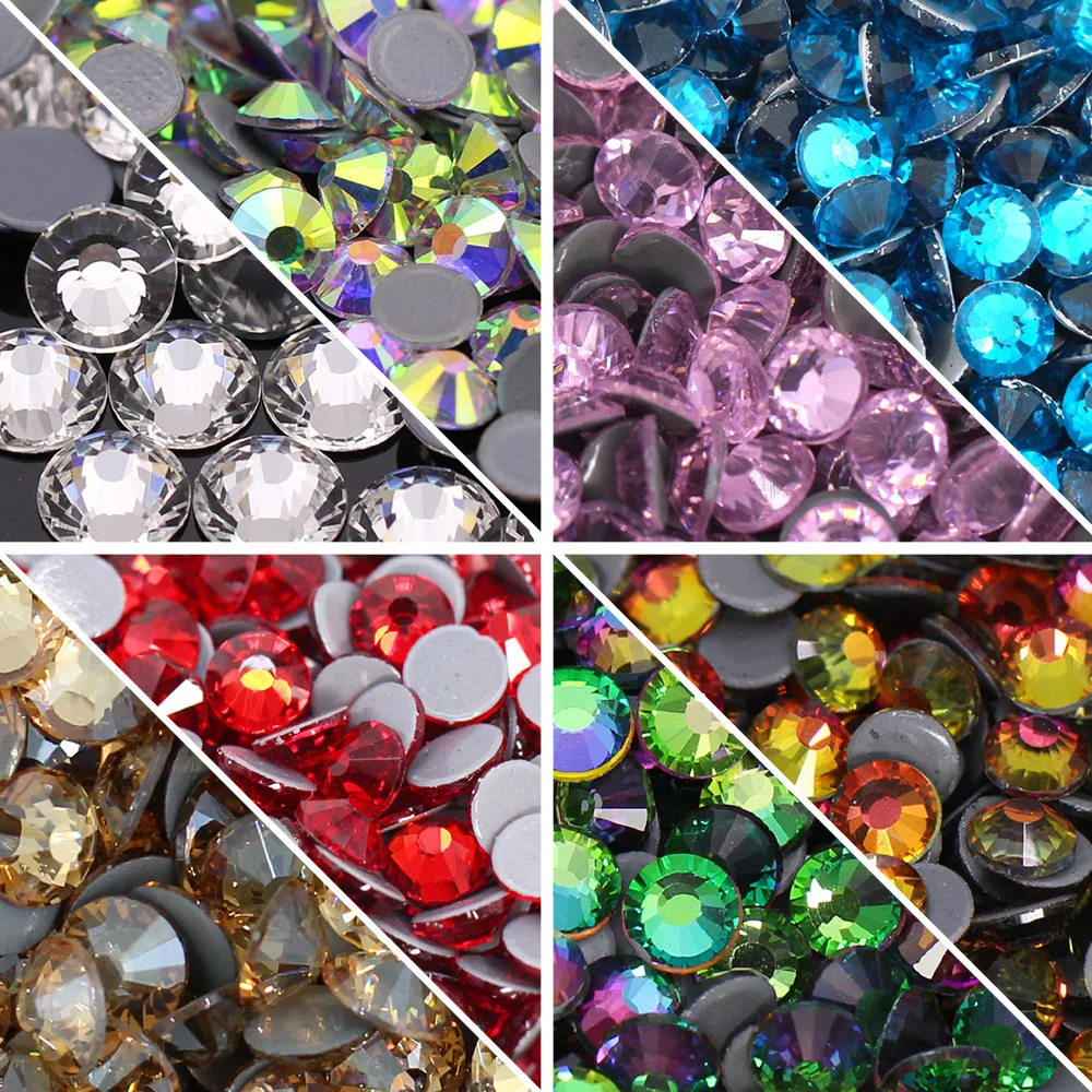 Glitter Rhinestones For Clothes Hotfix Rhinestones Glass Crystal Flat