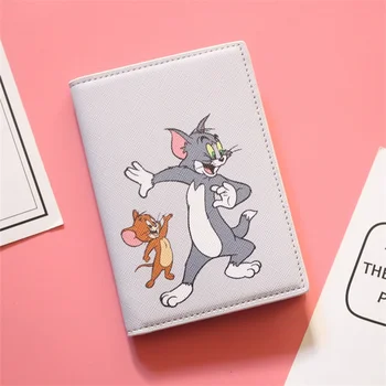 

Cute cat and mouse Passport Cover Kids like Cartoon Travel Passport Holder leather Covers for passport Girls Case Pouch Passport