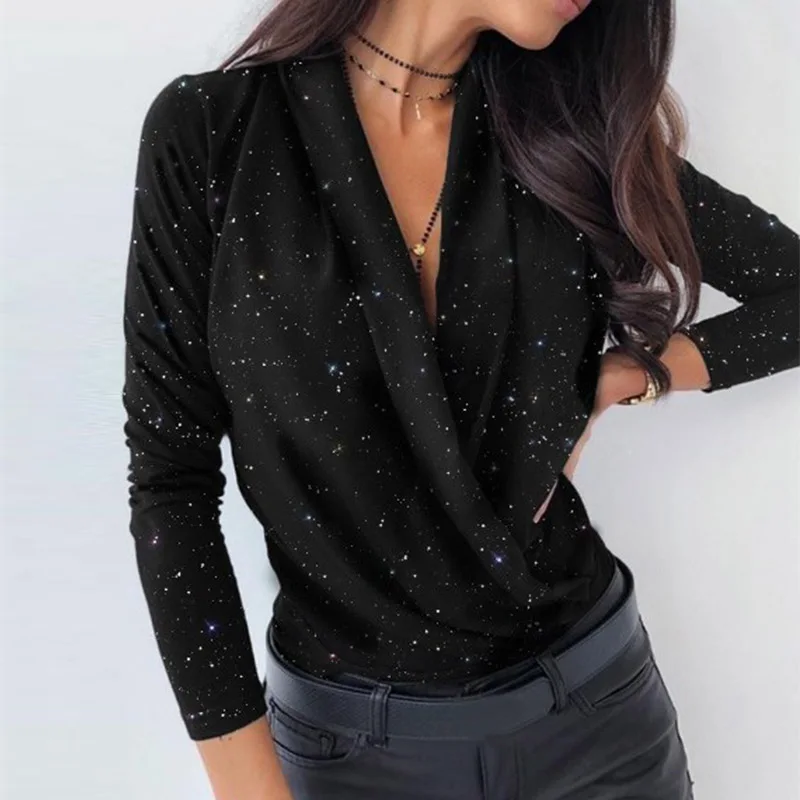 Patchwork Ruched Deep V-neck Womens Tops and Blouses Spring Leopard Letter Print Shirt Autumn Long Sleeve Women Slim Fit Blouse Patchwork Ruched Deep V-neck Womens Tops and Blouses Spring Leopard Letter Print Shirt Autumn Long Sleeve Women Slim Fit Blouse
