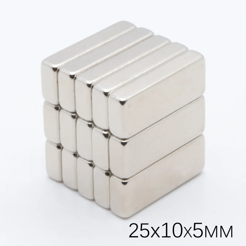 5 шт 25x10x5 мм супер мощный небольшой Неодимовый магнит блок постоянного N35 NdFeB сильный кубовидной Магнитная магниты квадратный магнит