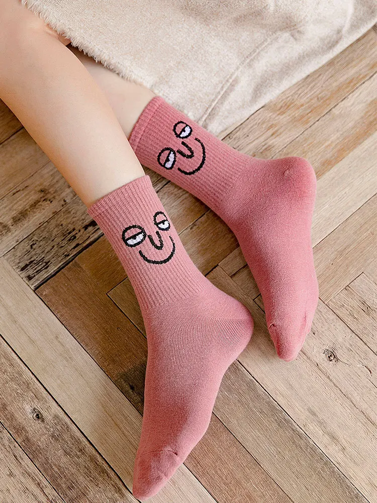 Женские теплые хлопчатобумажные забавные носки, Calcetines Harajuku Happy Socks, женские носки в стиле хип-хоп, скейтборд, уличная одежда, Skarpetki