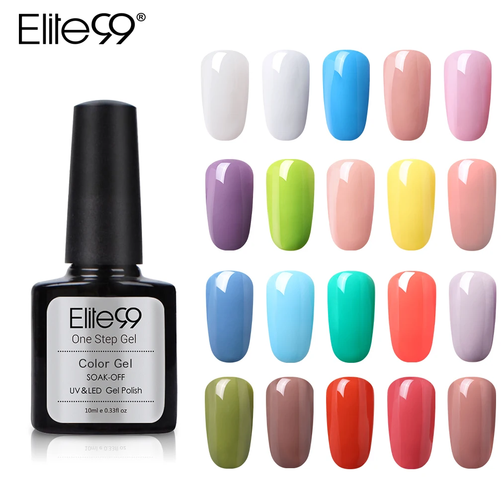 

Elite99 10ml One Step Gel Polish Semi Permanent Nail Polish UV Gel Lacquer 3 In 1 No Need Top Base Coat Pure Color Gel Varnish