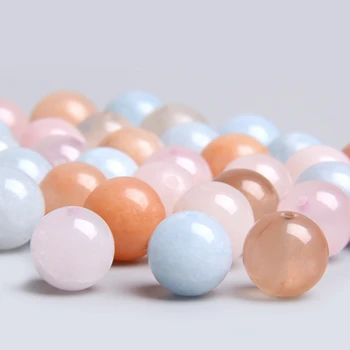

Natural Morgan Stone Bead round candy blue pink orange Morgan round loose spacer beads for jewelry making bracelet jewelry women