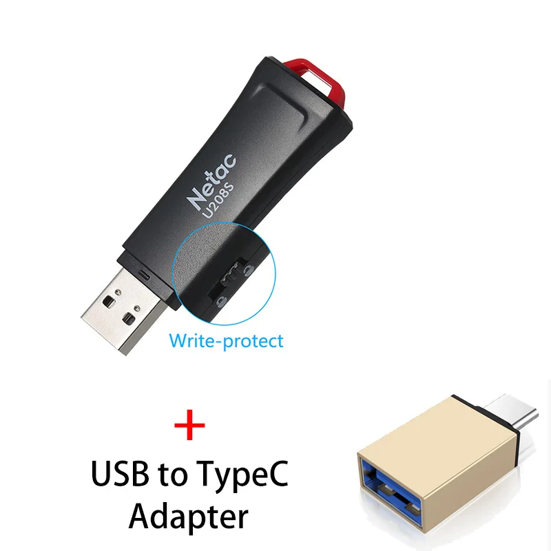 U208S B Netac USB флеш-накопитель 32 16 ГБ, защищающий от записи, зашифрованный флеш-накопитель 32 ГБ 16 ГБ, флеш-накопитель 2,0, USB флешка, диск на ключ, память для телефона - Цвет: U208S B