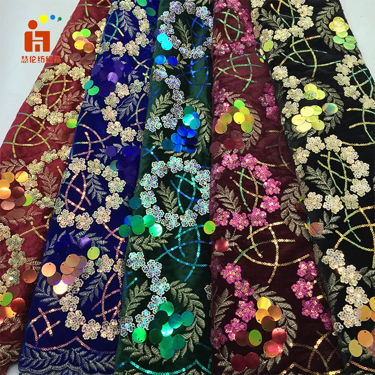 Sequin embroidered fabrics Beaded velvet embroidered fabrics Laminated