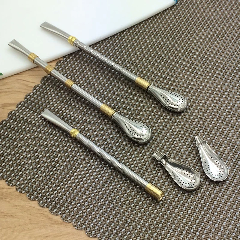 Tea spoons tea filter yerba mate stainless steel tea straws bombilla gourd reusable tools drinking straw spoon washable coffee tool