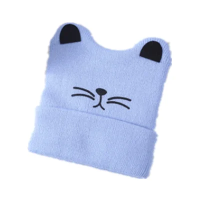 Pudcoco с рисунком кота; шапка для малышей на зиму детские для маленьких девочек и мальчиков, теплые, милые, миленькие в японском стиле(«шапочка фасоли шапка аксессуары - Цвет: Blue