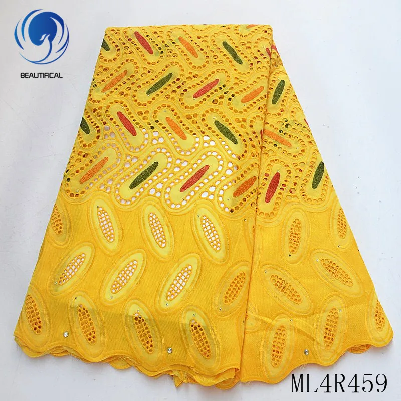 

BEAUTIFICAL african lace fabrics Latest style nigerian cotton punch lace with stones 5yards voile lace fabric for dress ML4R459