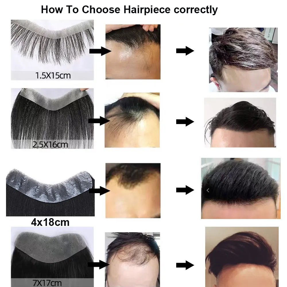 Human Hair Toupee SEGO 4x18CM V Loop Men Hairpiece Thin Skin PU Toupee Human Remy Hair Patch Replacement Handmade Real Hairline Hair pieces
