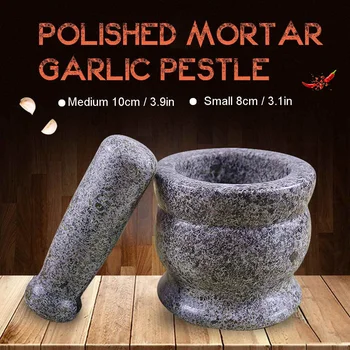 

Natural Stone Garlic Press Crusher Masher Mortar Pestle Set Manual Herbs Mill Kitchen Tools Chopper Grain Spice Pepper Grinder