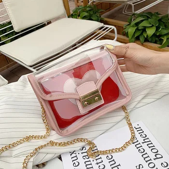 

2019 new small bag female Korean style transparent jelly bag chain bag shoulder messenger bag
