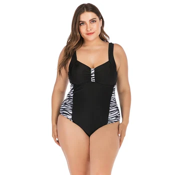 

New Leopard/Zebra One Piece Swimsuit Push Up Big Breast Women Patchwork Bathing Suits Swimwear Monokini Plus Size L-5XL