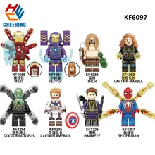 Одиночная строительные блочные фигурки Железный человек перец доктор Осьминог Человек-паук Капитан Америка Тор Кирпичи игрушки для детей KF6097