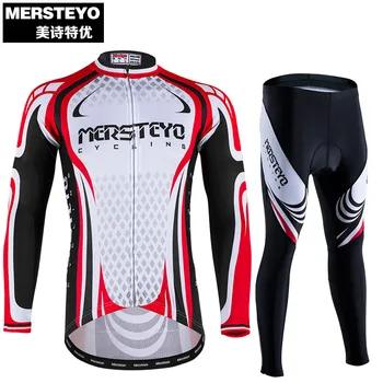 

2020 MERSTEYO Cycling Jersey sets quick dry Bicycle Sportswear suits long sleeve cycling jersey sets MTB cycling clothing mens