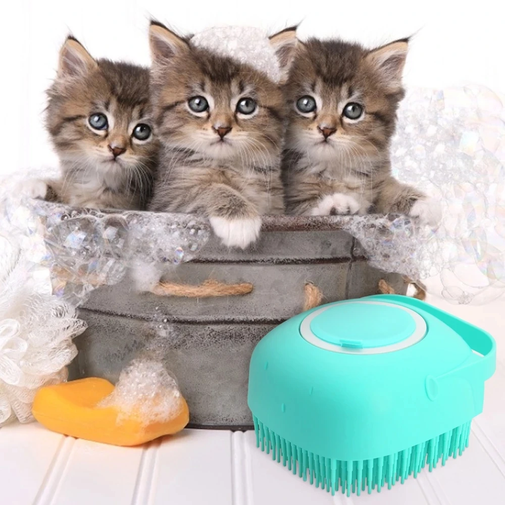 Pet Dog Cat Shampoo Massager BrushComb Grooming Scrubber Shower Brush Bathing Silicone Brushes Short Hair Soft Pet Supplies