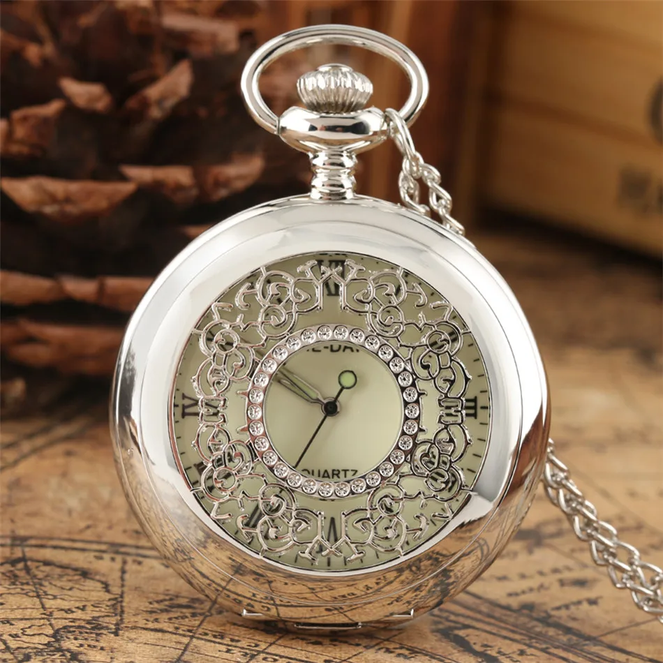 Orologio Da Tasca Retro - Movimento Al Quarzo Con Numeri Arabi E Catena