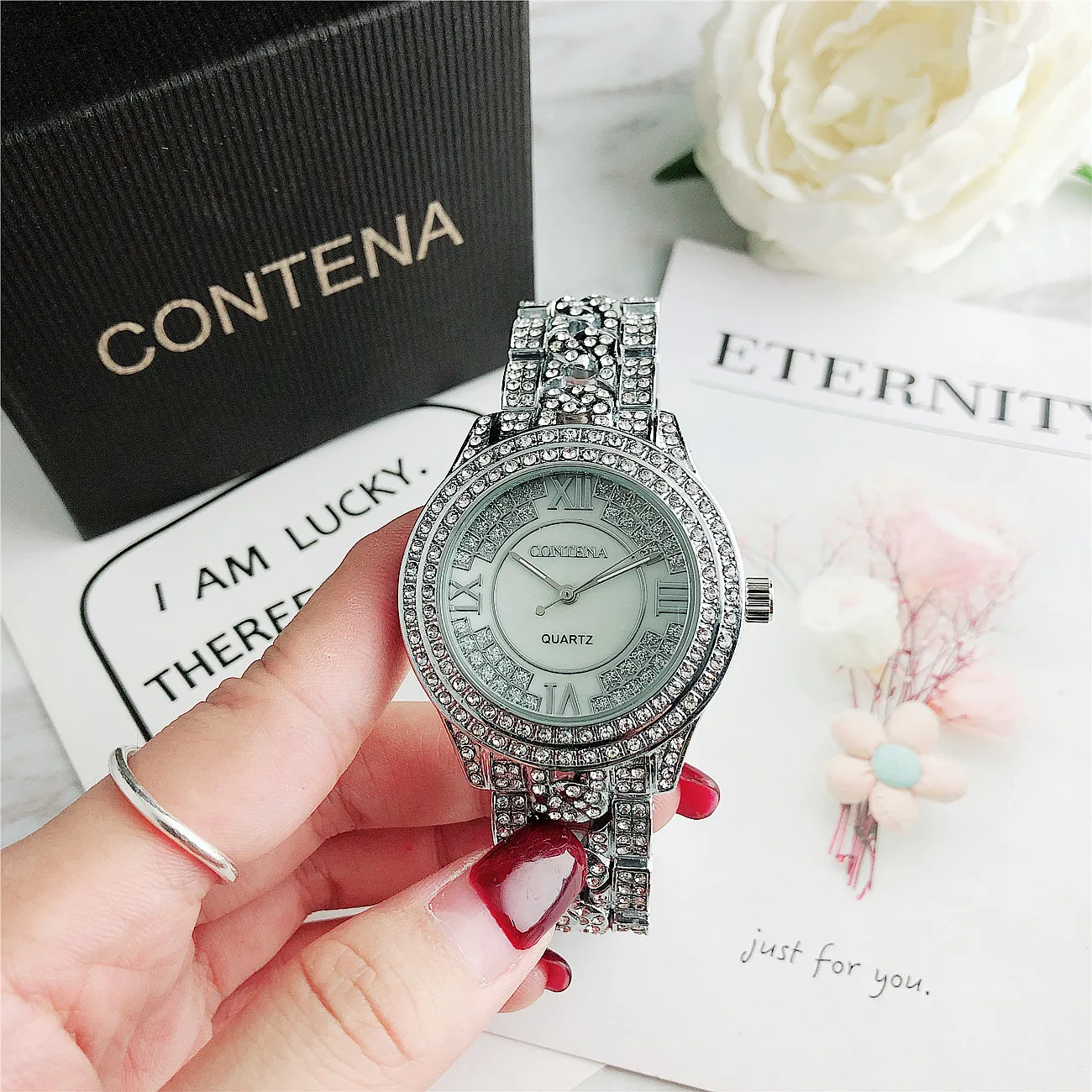 6056 Для женщин часы с Стразы стальными лентами с имитацией керамики Ши Ин модное высококлассное Для женщин часы - Цвет: 1S