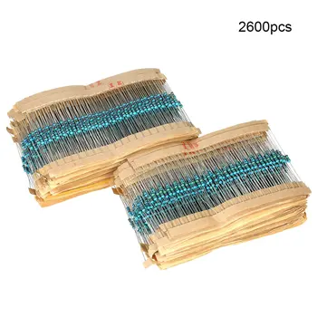 

2600 pcs 130 Values 1/4 W 1% Metal Resistors Assorted Pack Kit Set Many Resistors assortment Kits Fixed capacitors
