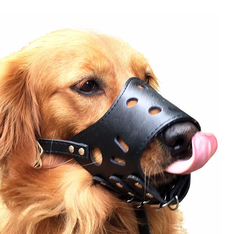 Verstellbare Weiche Leder Maulkorb Maske Mund Maulkorb Anti Stopp