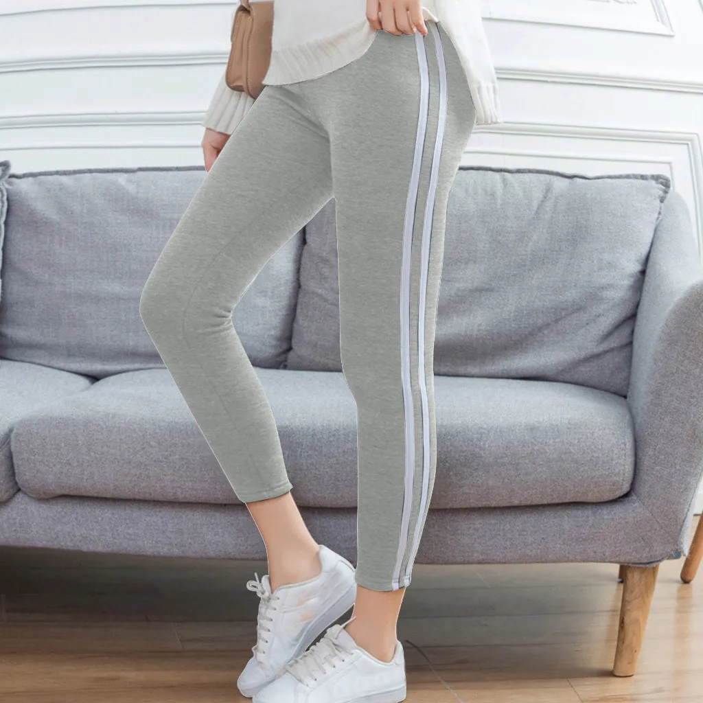 

Stripe Leggings Women Sport Fitness Trousers Stripe Printing Elastic Force Exercise Fitness Running Jogging Pants Plus Size #16