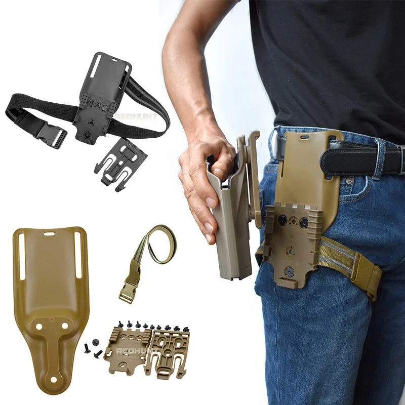 Car Gun Holster QLS Quick Locking System Bundle Kit With 2" Mid Ride Locking Including Fork And Duty Receiver Plate, Holstopia Polymer Attachment For Duty Holsters And Accessories, Black, One Size Safariland