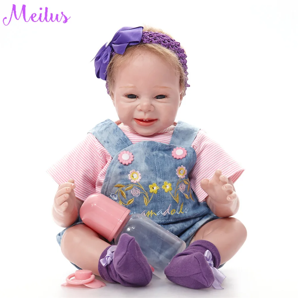 22 дюйма 55 см тканевая Кукла Reborn Baby Doll Bonecas Реалистичная Магнитная соска bebe reborn для