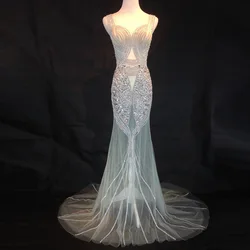 Heavy Handmade Beads Sweetheart Spaghetti Straps Mermaid Sexy Formal Evening Dress Sweep Train Lady Prom Party Pageant Dress