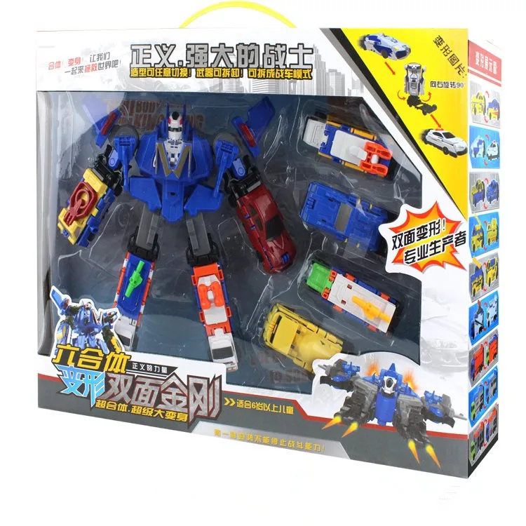 

[Mid-sized Gift Box] Fit Robot Six-in-One Transformation Double-Sided Jingang Autobots Packaging CHILDREN'S Toy