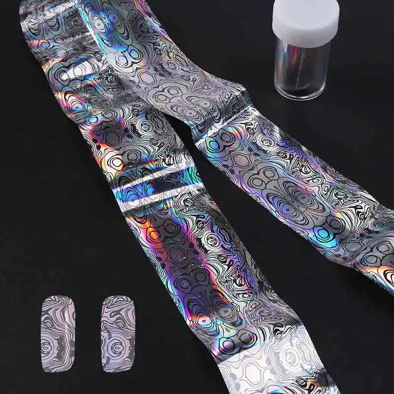 Лазерные переводные наклейки из фольги для дизайна ногтей, блестящий прозрачный цветочный узор, декоративные наклейки для ногтей 100*4 см, 1 шт - Цвет: JQ191