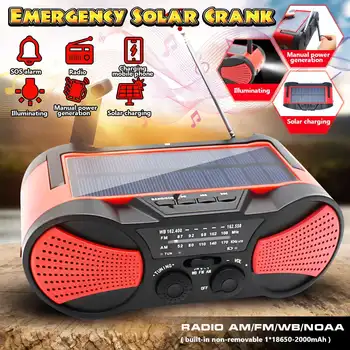 

AM FM NOAA Weather Radio Solar Crank Emergency Flashlight Rechargeable Power Bank for iPhone Huawei Mobile Phone