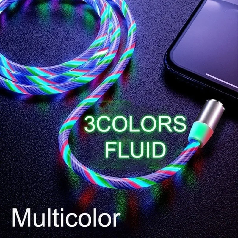 

Micro USB Cable Type C For Samsung S8 S9 Magnetic Glow Charger For iPhone X XR 8 USB C Cable Type-C Charging Cord For Xiaomi