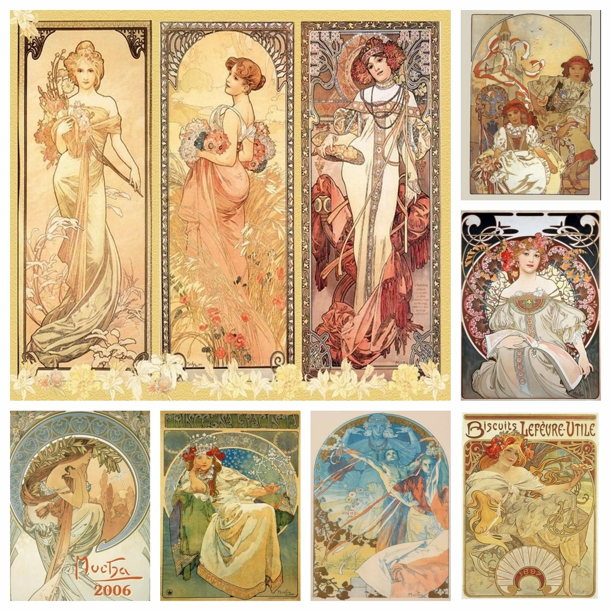 

5D DIY Diamond Painting Alphonse Maria Mucha Girls Full Drill Cross Stitch Embroidery Picture Rhinestone Handicraft Home Decor