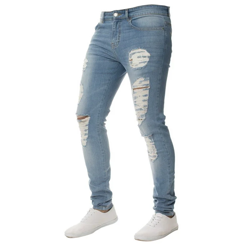 Mens Skinny Blue Jeans Spring Male Jeans Pants Vintage Denim Pencil Pants Casual Stretch Trousers 2020 Hole Ripped Male Zipper Mens Skinny Blue Jeans Spring Male Jeans Pants Vintage Denim Pencil Pants Casual Stretch Trousers 2020 Hole Ripped Male Zipper