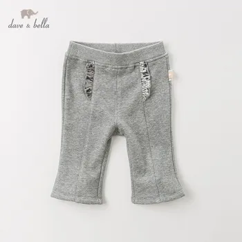 

DB12088 dave bella winter girls pants baby fashion solid ruched padded trousers children high quality trousers