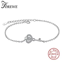 Зимний аутентичный 925 пробы Серебряный браслет ключ сердца Регулируемый браслет-цепочка для женщин Свадебные ювелирные изделия подарок на год