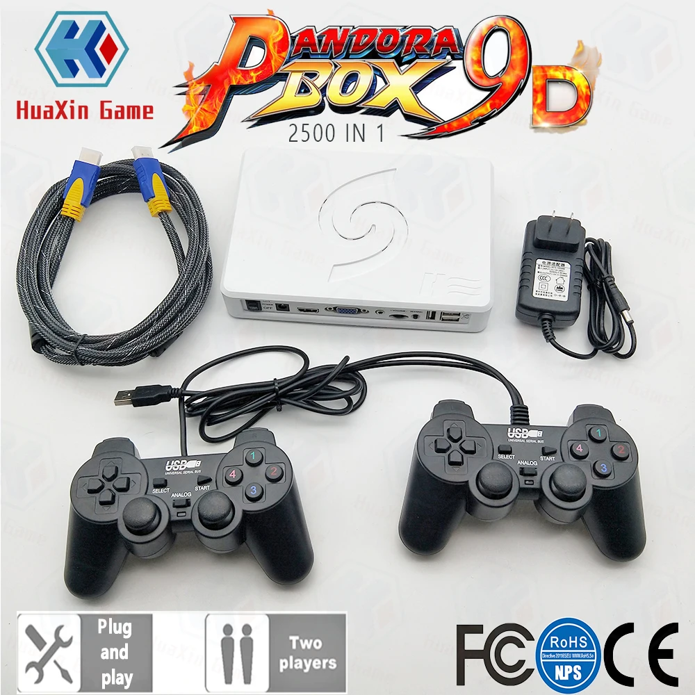 2 Players Wireless version Pandora Box 9D 2500 in 1 motherboard HDMI/VGA output+ Gamepad Set USB connect joypad 3D games Tekken