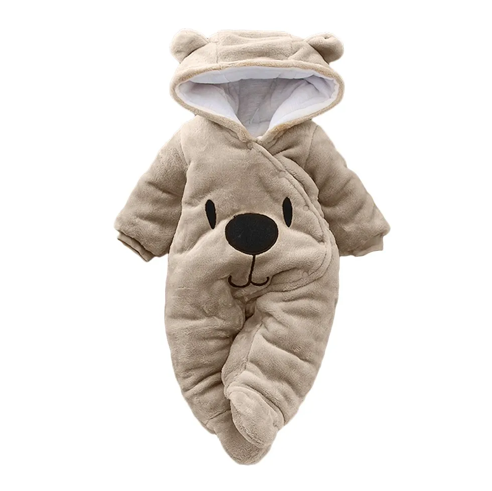 Baby Winter Romper Warm Plush Jumpsuit Baby Girl Boys Bear Velvet Costume Hooded Jumpsuit Newborn Bear Pajamas Overalls baby jumpsuit baby sleepwear