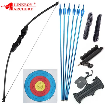

40lbs Archery Recurve Takedown Bow Straight Bow Long Bow with 6pcs Mix Carbon Arrows Accessories Outdoor Hunting Shooting