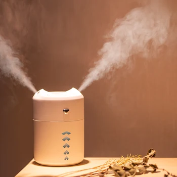 

400ML Dual Nozzles Mist Spray Humidifier USB Aroma Diffuser Home Quite Air Conditioner Room Humidificador Lamp Air Difusor