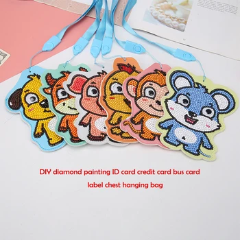 

Multifunction DIY Card Bag Diamond Painting Animals Leather Bus Card Hanging Bag ID Card Holder Storage Bag Coin Money Container