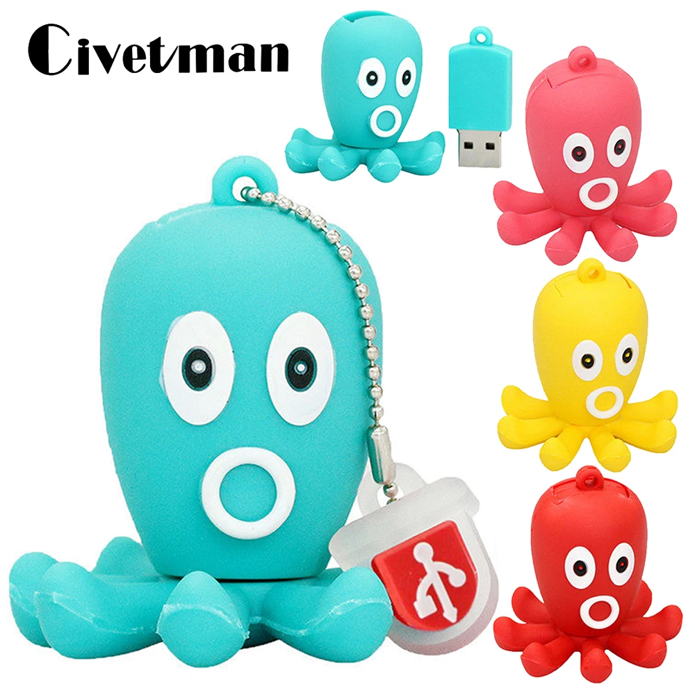 

Usb Flash Drive Cartoon Octopus Pen Drive 4GB 8GB 16GB 32GB 64GB 128GB 256GB USB 2.0 Flash Disk Memory Stick Pendrive