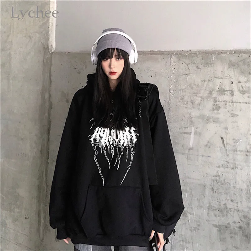 Lychee Harajuku повседневные свободные женские флисовые толстовки молния письмо Женская флисовая толстовка с капюшоном Осенняя Женская толстовка с капюшоном флисовый Топ