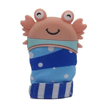 

2Pcs Newborn Baby Gloves Silicone Teether Crab Baby Mitt Teething Mitten Teething Glove Candy Wrapper Sound Teether Baby Toys