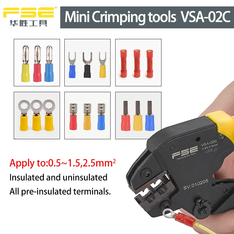 

VSA-02C multi-function crimping pliers 0.25-2.5mm 23-13AWG precision insulated terminal crimping wire connector crimping pliers