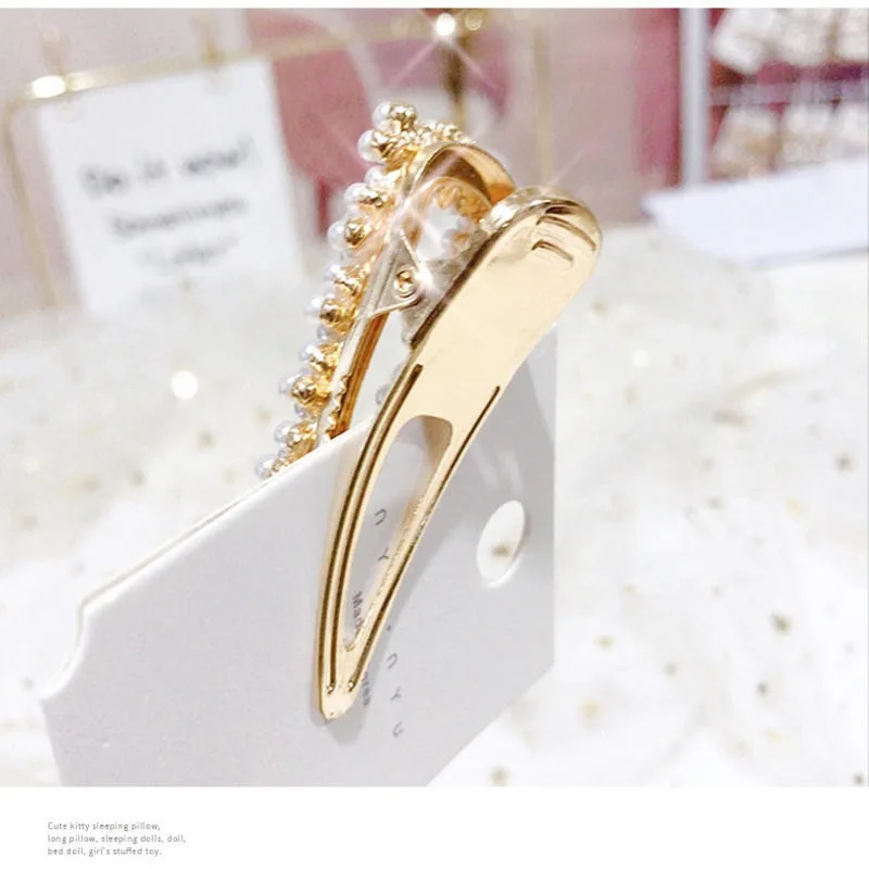 Korea Shiny Crystal Rhinestones Hairpins Geometric Waterdrop Imitiation Pearl Hair Clips Hair Accessories 4