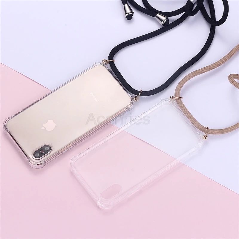 Necklace Crossbody Strap Lanyard Cord Phone Case For Xiaomi Mi 9 Lite Se Mi9 Mi8 6x 5x A3 A2 A1 Soft Tpu Clear Back Cover cool iphone se cases