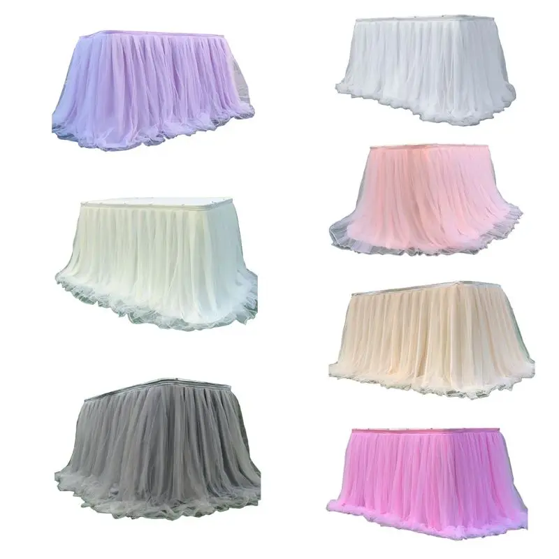 Lace Material Table Skirt Princess Party Decoration Baby Girl Birthday Decor Table Skirt Wedding Tablecloth for Tables