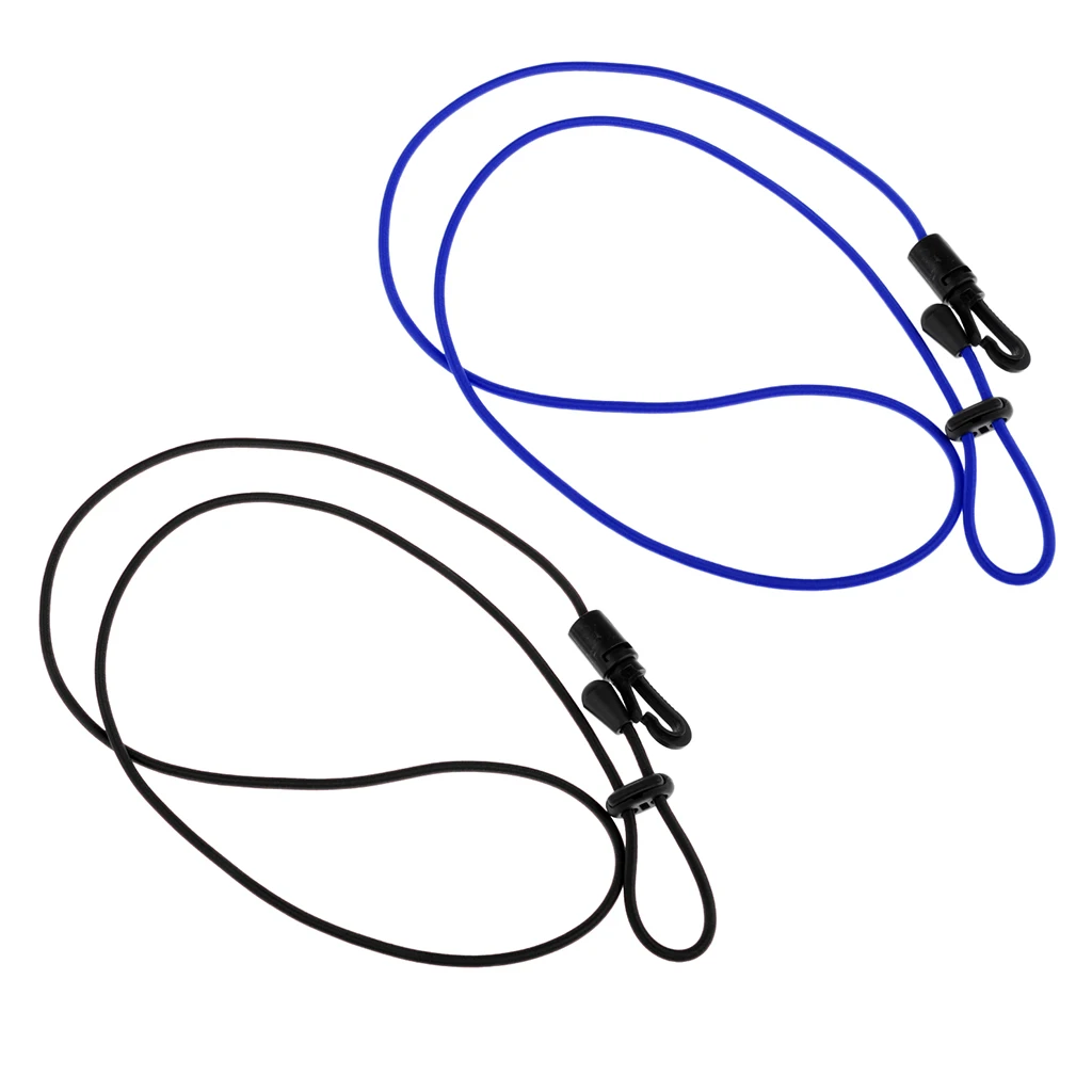Pack of 2) 4mm 113cm Adjustable Elastic Safety Kayak Paddle / Fishing Rod Leash Clip Tie Tether Lanyard Accessories