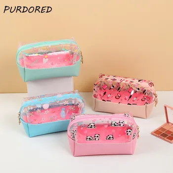 

PURDORED 1 Pc Cartoon Clear Cosmetic Bag for Women PVC Waterproof Makeup Bag for Women Zipper Beauty Case Travel Toiletry Bags
