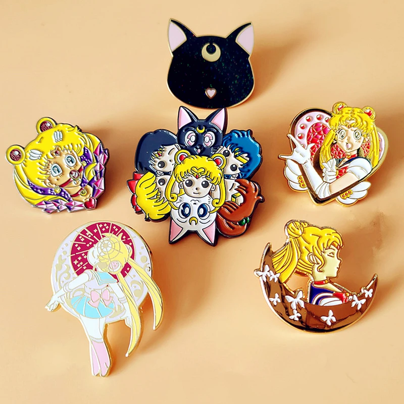 Аниме Tsukino Usagi Moon Girl эмалированная брошь отворот жесткие металлические булавки